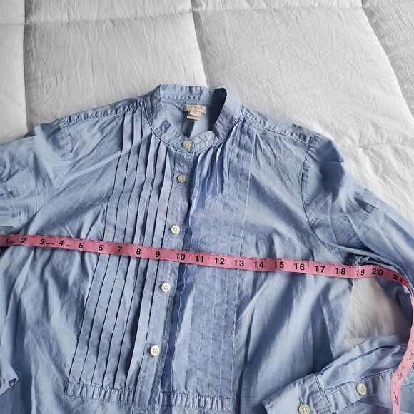 J Crew Top Blue Button Down Oxford Tuxedo Small - Picture 6 of 10